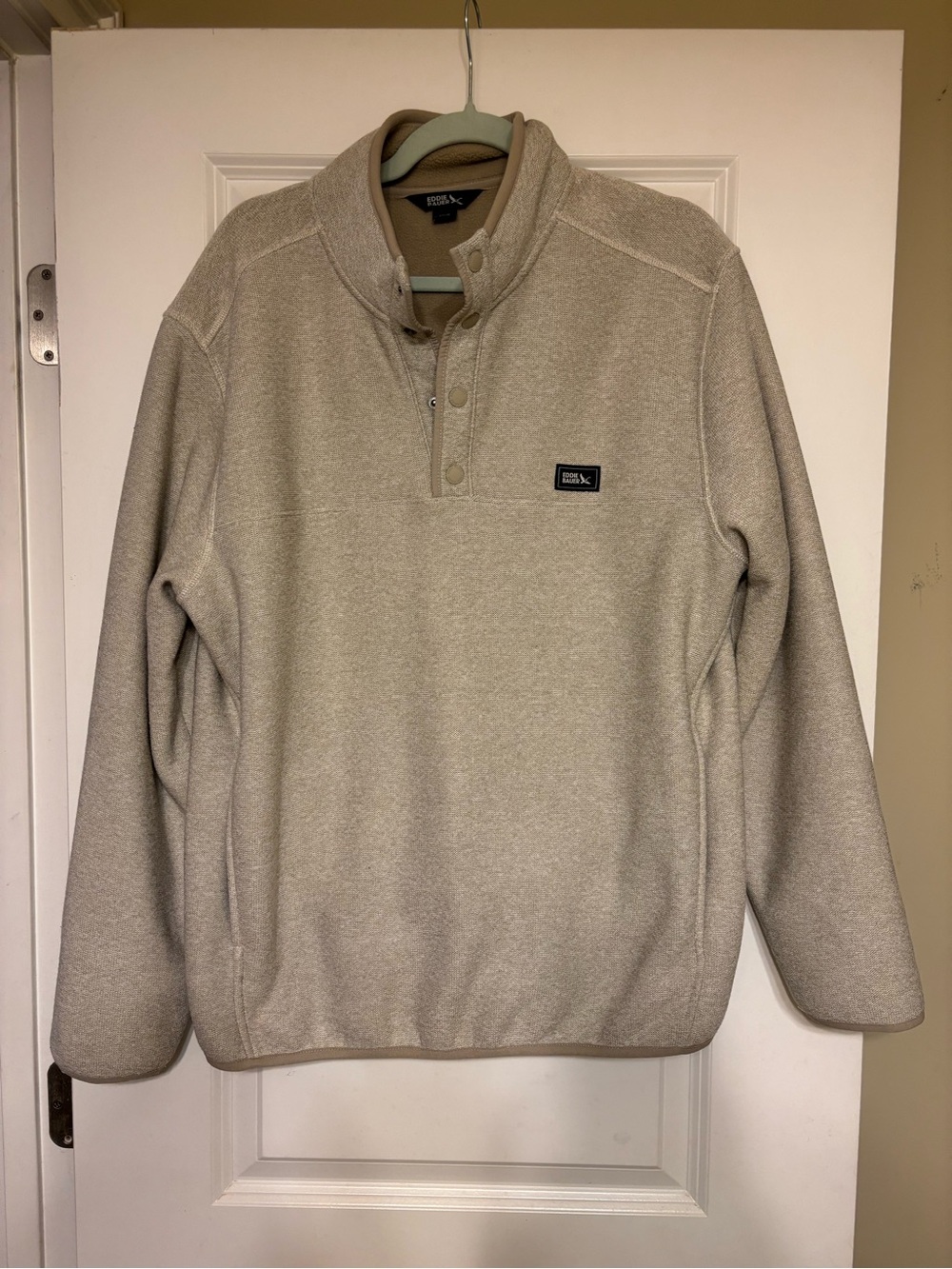 Eddie Bauer Men’s Light Beige Snap-Quarter Zip Pullover